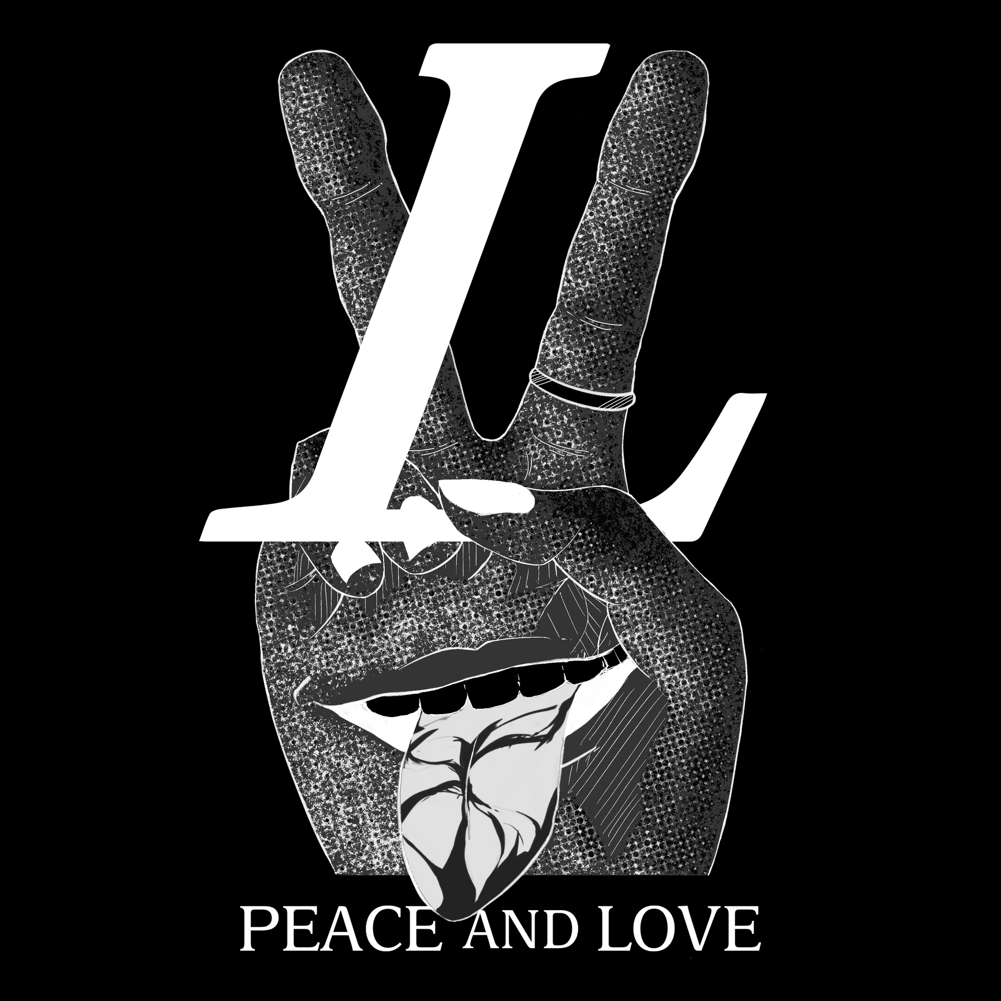 Louis Vuitton Black 'Peace & Love' T-Shirt